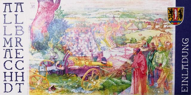 Die Einladung für den Neujahrsempfang 2020 zeigt die Radierung von Albrecht Dürer "Die große Kanone", auf der im Hintergrund eine Darstellung von Eschenau zu erkennen ist. Ob das bereits ein Hinweis auf das Programm des Abends ist? | Foto: A. Unbehaun