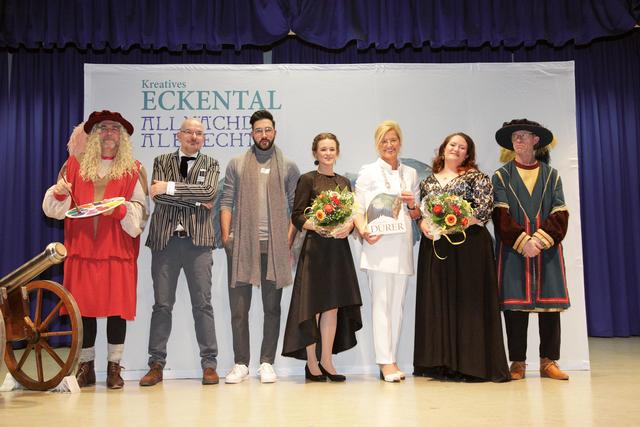 Peter "Albrecht" Stöcker, Dr. Christof Metzger von der Albertina Wien, Eren As, Aline Serchenya, Bürgermeisterin Ilse Dölle, Fabienne Carry und Wolfgang "Scheffi" Scheffler (von links). | Foto: wochenblatt-Redaktion