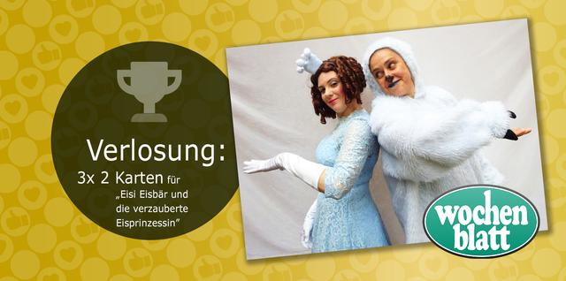 Das wochenblatt verlost unter allen Teilnehmern 3x 2 Karten für das Kindertheater "Eisi Eisbär und die verzauberte Eisprinzessin" am 8. März, 15 Uhr, im Gleis 3. Sie erklären sich dazu bereit, dass Ihr Name im Falle eines Gewinnes veröffentlicht wird. Teilnahmeschluss ist Sonntag, 1. März 2020.