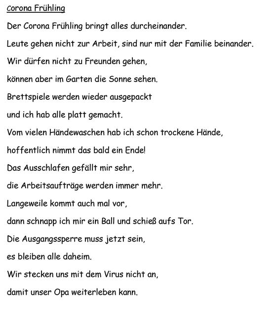 „Corona Frühling“ von Jonas Zimmermann aus der 5. Klasse.