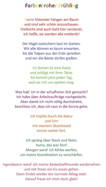 „Farbenfroher Frühling“ von Annika Sager aus der 6. Klasse.