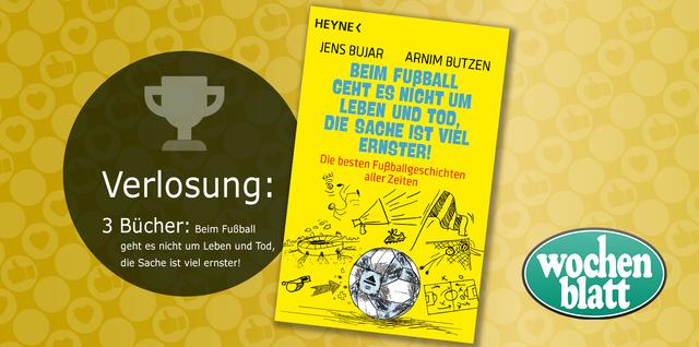Verlost werden 3 Bücher "Beim Fußball geht es nicht um Leben und Tod, die Sache ist viel ernster!" unter allen richtigen Antworten. Teilnahmeschluss ist Sonntag, 12. Juli.