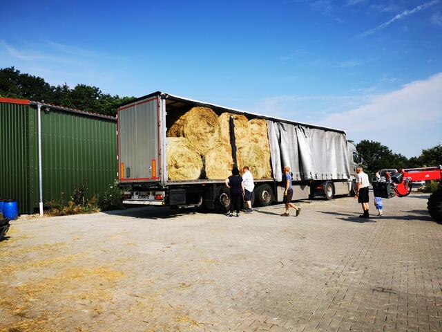 30 Rundballen passen in den Laster. Der Transport ins Flutgebiet würde normalerweise rund 1.600 Euro kosten - dennoch ist die Spende äußerst sinnvoll, denn auch wenn Bauern rund um die betroffenen Gebiete Futter spenden, reicht das nicht aus, um alle Verluste auszugleichen. Und in Franken war auch die Futterernte in diesem Jahr besonders gut. | Foto: C. Behringer