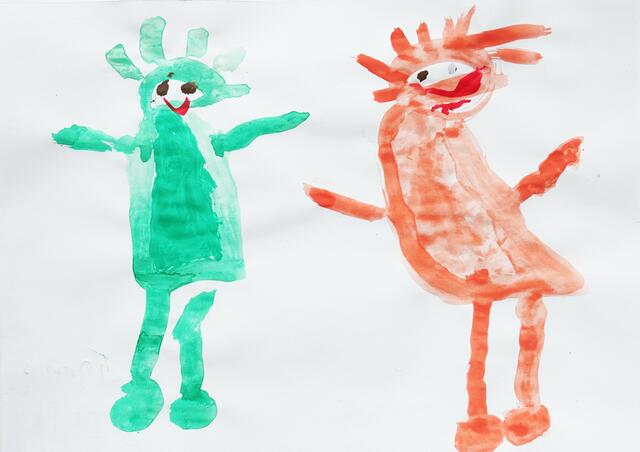 Gemeinsam ist besser als einsam! Egal, ob glücklich oder traurig! (Bild gemalt von Hazem in der Malwerkstatt für Flüchtlingskinder, betreut von Annegret Schildknecht) | Foto: Dr. Manfred Schildknecht