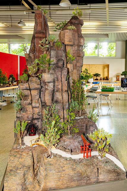 Die Modell-Landschaft des Zhangjiajie Nationalpark in der chinesischen Region Hunan, gestaltet vom Lindelbacher „Bonsaianer” Heinrich Weber, kann gegen Höchstgebot käuflich erworben werden. | Foto: Foto: Georg Heck