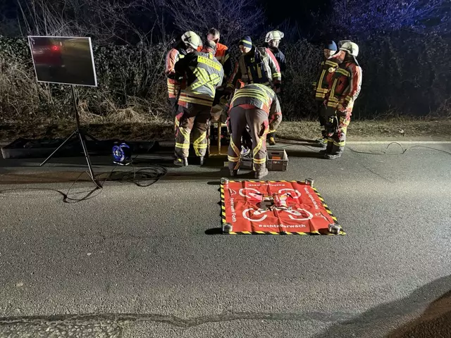 Einsatzkräfte aus Forth setzten die Drohne mit Wärmebildkamera zur Personensuche ein. | Foto: Feuerwehr Heroldsberg