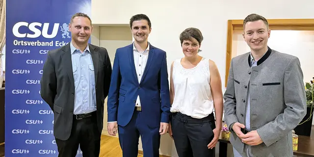 Ortsvorsitzender Alexander Dorn, Bürgermeisterkandidat Sebastian Singer, stellvertretende Ortsvorsitzende Claudia Fensel-Kraus und JU-Ortsvorsitzender Nico Engelhardt (v.li.). | Foto: Privat