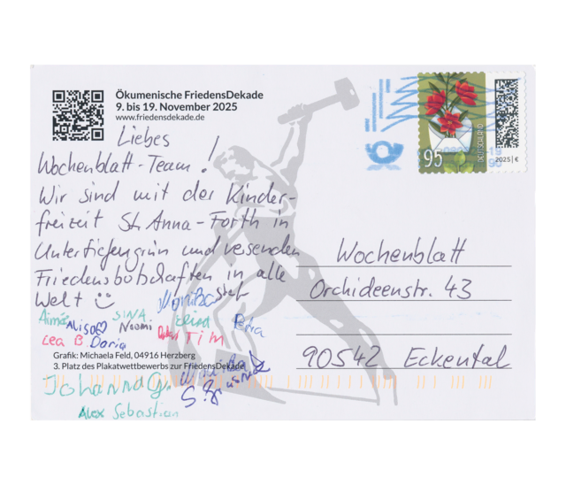 Einer Friedensbotschaft der Teilnehmer der Kinderfreizeit St. Anna-Forth an das wochenblatt | Foto: wochenblatt-Redaktion