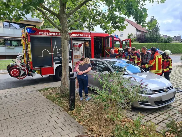 In dem verriegelten Auto befanden sich zwei Kleinkinder und der Autoschlüssel. | Foto: Feuerwehr Heroldsberg