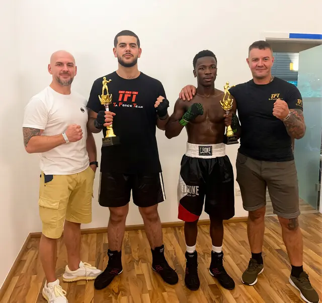 Von links nach rechts: Tomek Lorek, Mohammad Ali Jafar, Brian Otieno und David Depannemaecker