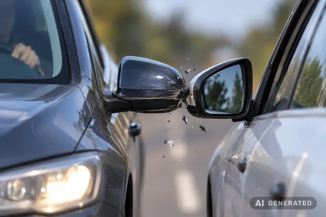 Zwischen Forth und Mausgesees kam es zwischen zwei entgegenkommenden Autos zu einem „Spiegelklatscher”. (Symbolfoto) | Foto: Andreas Unbehaun – KI-generiert